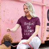 Dog Mom Shirt for Women: Rockin' the Dog Mom Aunt Life Tshirt Funny Dog Lover Gift Tee Short Sleeve Tops